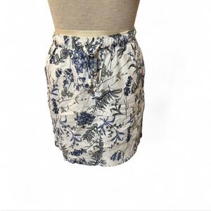 Blue and White Ruched Bubble Mini Skirt